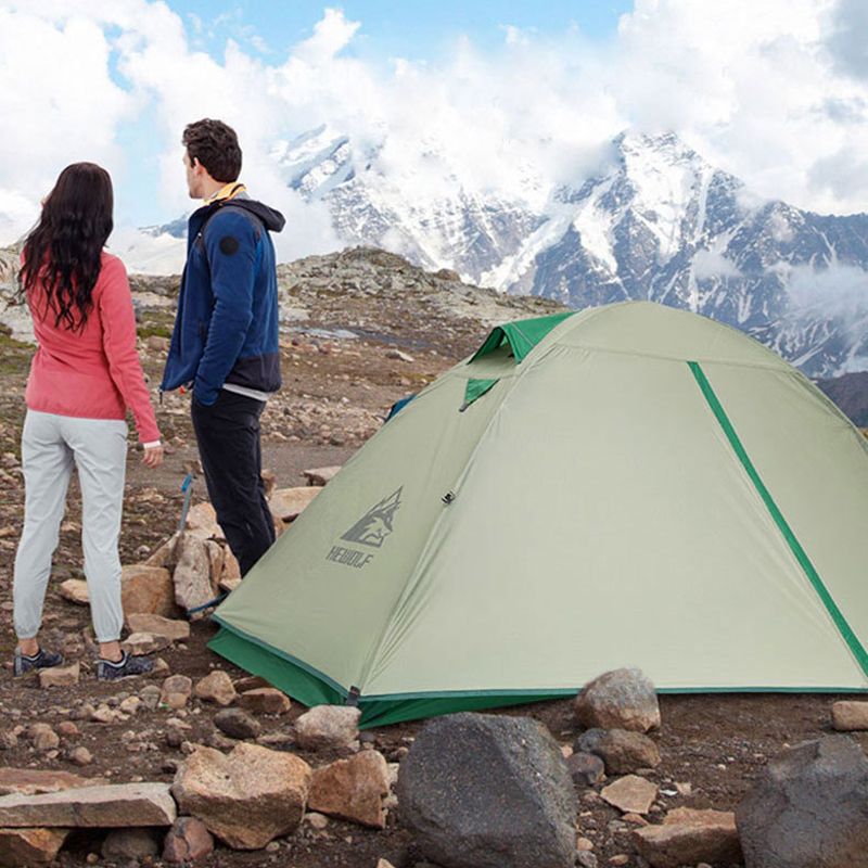 

Hewolf Double Ultralight Portable Tent Camping Equipment Professional Tents Outdoor Hiking Anti-rain Silicone Aluminum Pole Tent