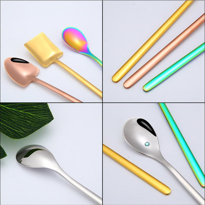 

Colorful Stainless Steel Coffee & Spoon Mini Cat Long Handle Creative Spoon Drinking Tools Kitchen Gadget Flatware Tableware