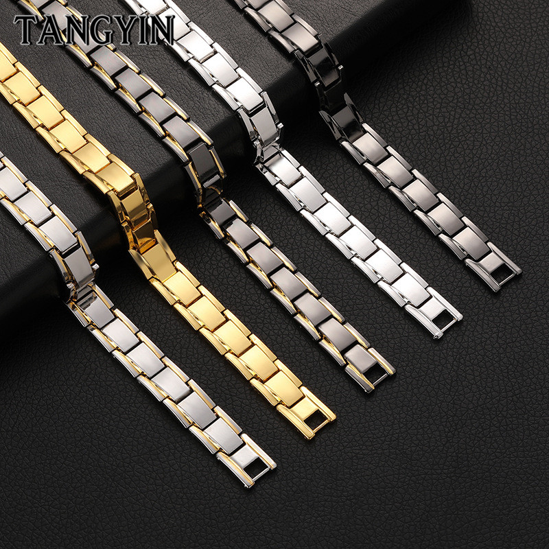

Charm Bracelets Trend Men Bracelet Black & Gold Titanium Steel Energy Magnetic Adjustable Fashion Jewelry Gift