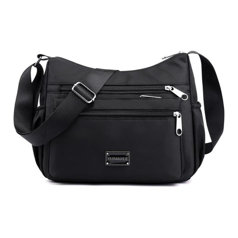 

Shoulder Crossbody Bag Women Waterproof Nylon Solid Hot Selling Comfortable Exquisite Durable Zip Messenger Handbag, Black