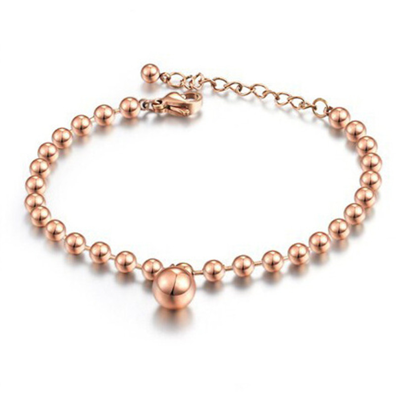 

Punk Women Jewelry Titaniums Steel Smooth Round Beads Charming Cuff Wrap Bracelet Toaagle-clasps Fashion Bangles Female
