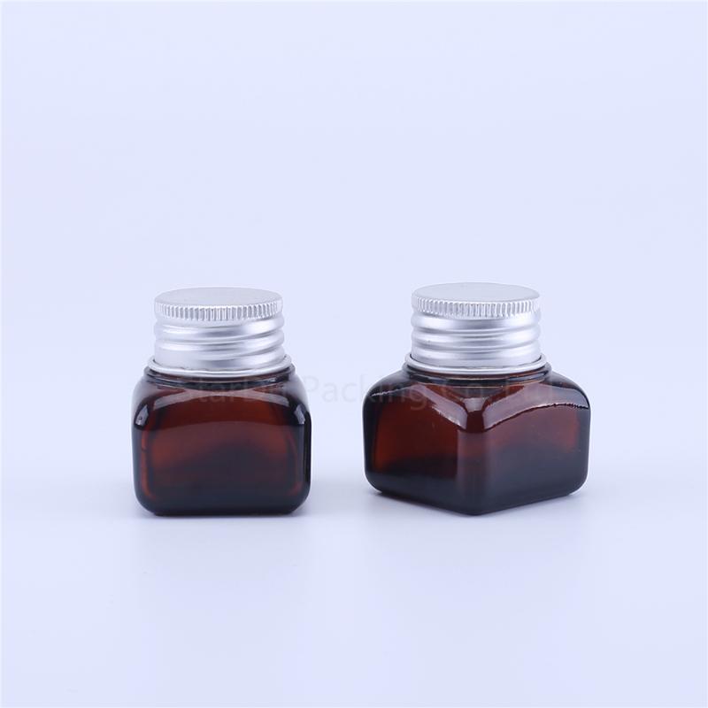 

100pcs 15g amber Glass Cream Jars Cosmetic Packaging with lid plastic caps & inner liners round empty small glass jars