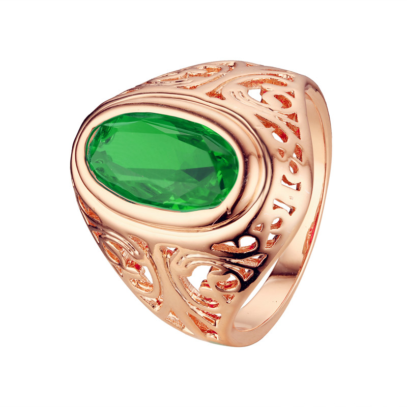 

2020 Trendy Ring 585 Rose Gold Color Jewelry Women Men Rings Oval Green Stone Cubic Zircon Jewelry New Fashion Rings