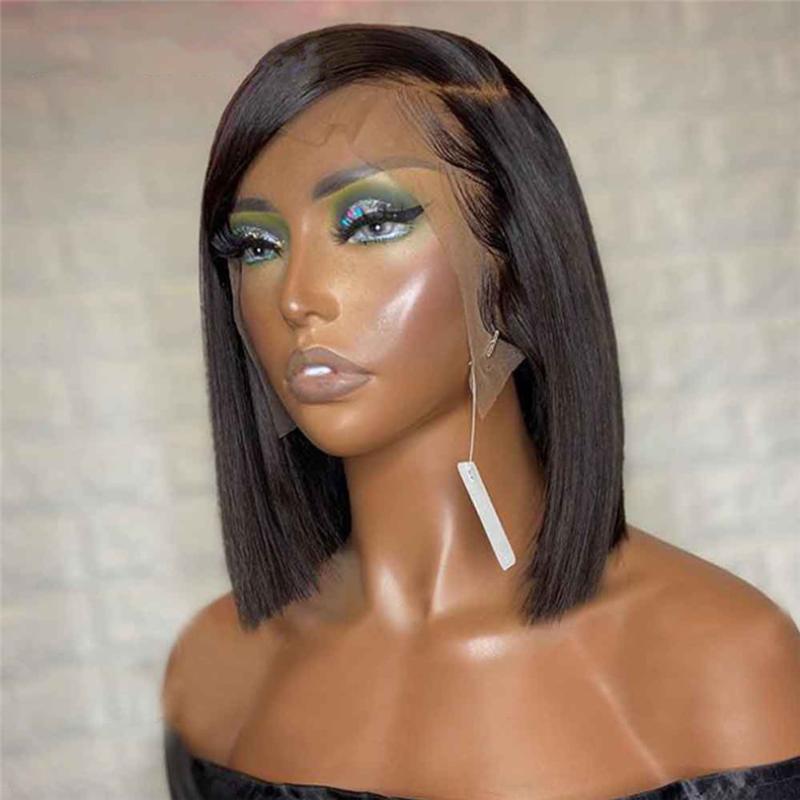 

Lace Front Human Hair Wig Silk Straight Wig Side Part Brazilian Remy Hair Bleached Knot Glueless with Natural Hairline, U part wig