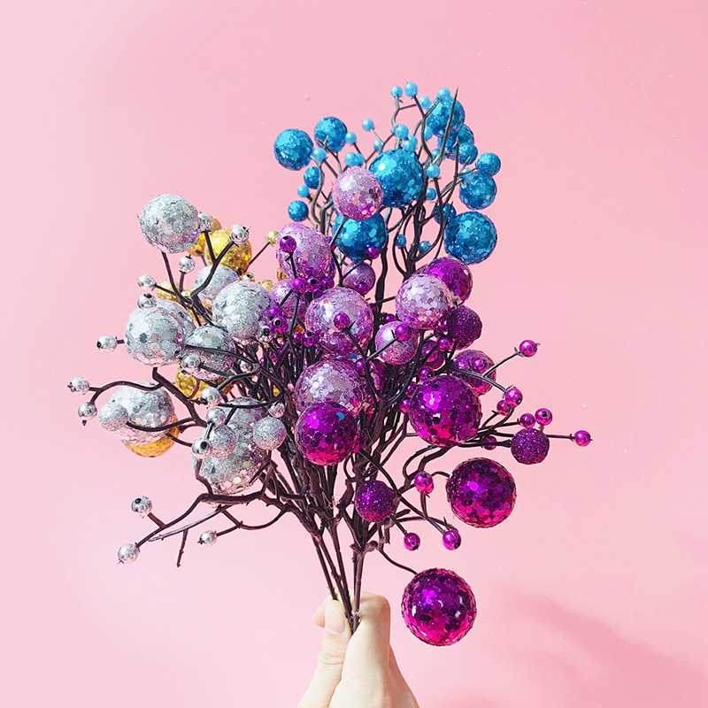 

1bundle/lot 21cm Foam Sticky Christmas Fruit Cutting Simulation Flower Accessories Artificial DIY Home Party Decorations