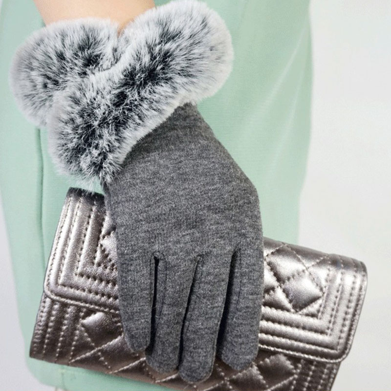 

New Brand Fashion Women's Winter Gloves Imitation Fur Thin Wrist Gloves Warm Fake Fur Mittens Female