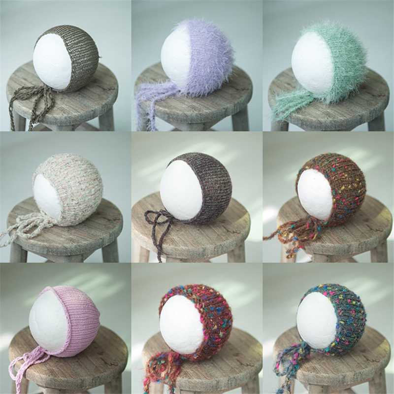 

Newborn Baby Photography Knitted Hat Bonnet Infant Boys Girls Crochet Beanie Caps Multi-colors Photo Props Accessories