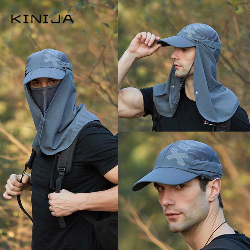 

Foldable Quick drying Waterproof Boonie Hat UV Protection Baseball cap Face Neck Protection Breatha Sun Hat Dual use removable, Army green