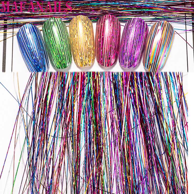 

90cm Holographic Striping Nail Tape, Nail Art Silk Thread Stripe Line 3d Art Strips DIY Gel Polish Metallic Stickers, Laser mixed colors 2