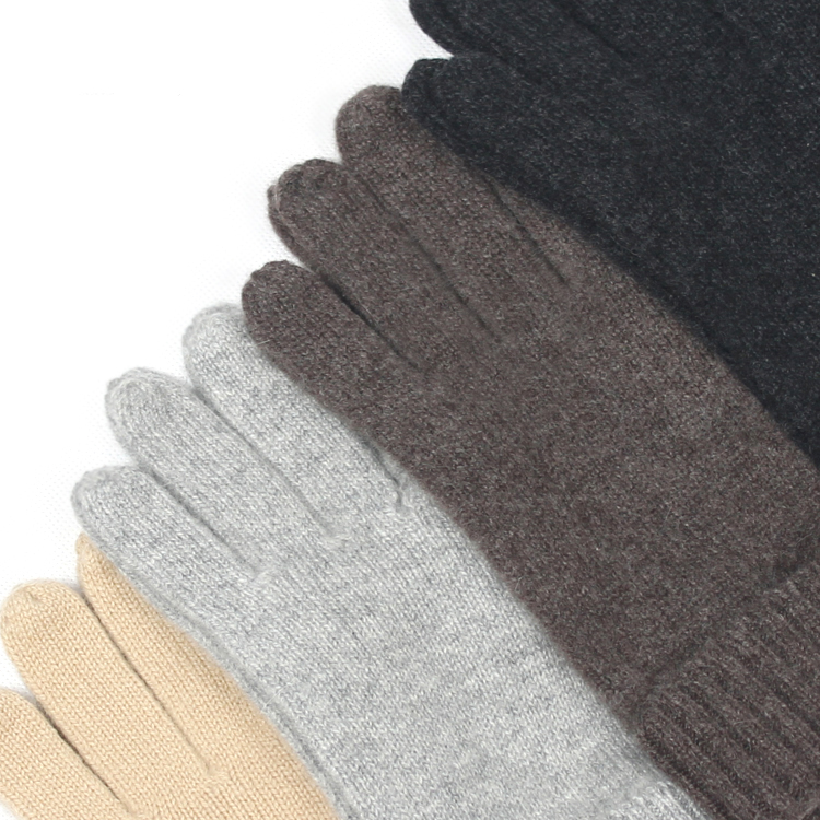 

100% goat cashmere knit 5fingers gloves wrist length thick for unisex winter solid color