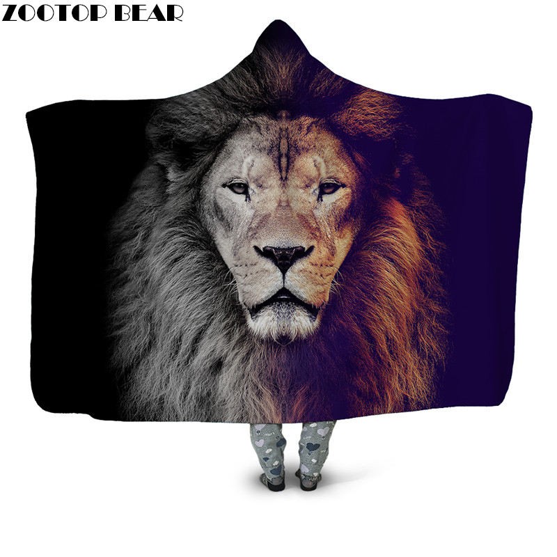 

Lion 3D Print Plush Blanket Adult Animal Anime Movie Hooded Blanket Office Wearable Bedspread Fashion Popular Throw