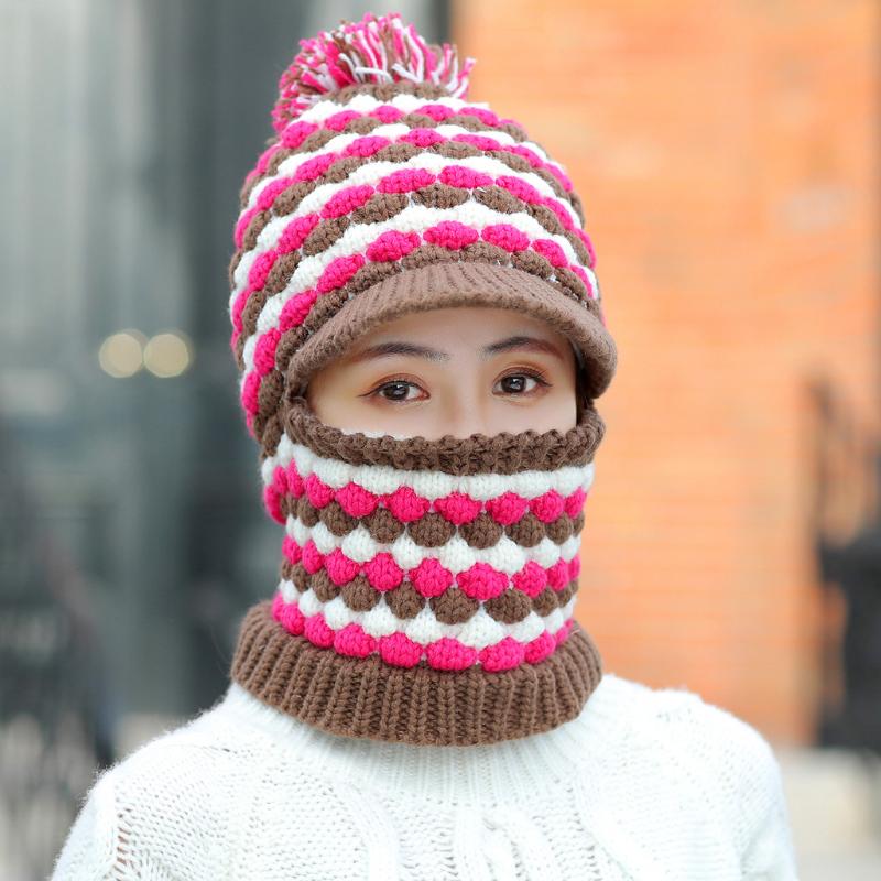 

Hats 2020Top Womens Hat Scarf Siamese Collar Girls Cute Winter Slouchy Knit Skull Cap Beret, 01