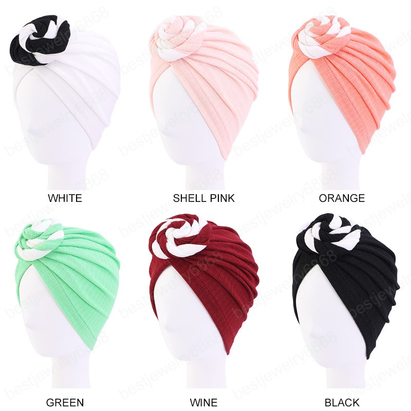 

New Women Turban soft cotton Top Knot Headwrap Fashion Bandana Hats Ladies Chemo Cap Bandanas Hair Accessories muslim headdress, Mixed color