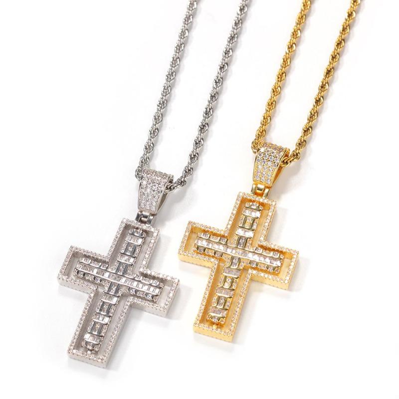

2020 new hiphop rotatable doublesided cross necklace creative gold necklace for women hipster pendant