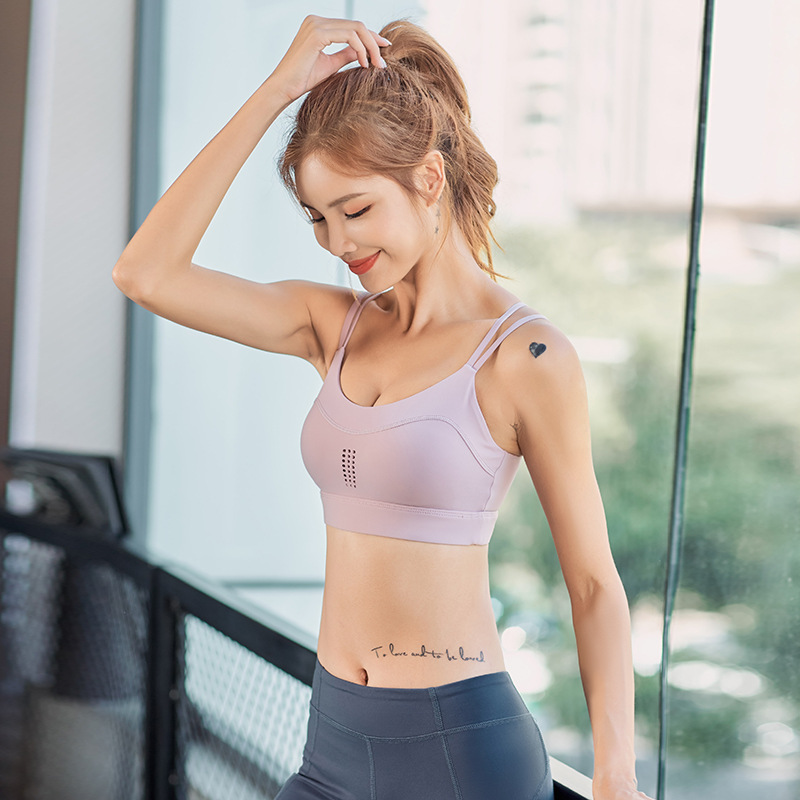 

New Style Fitness Sports Quick-Dry Sexy Fashion Underwear Women's -resistant Yoga Large Bust Significantly Smaller Bra, Black wx1206