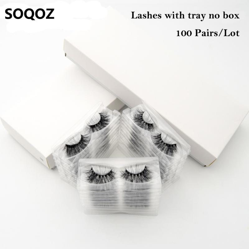 

100 Pairs/Lot False Eyelashes 3D Mink Lashes With Tray No Box Handmade Mink Eyelashes Full Strip Lashes Makeup Fluffy