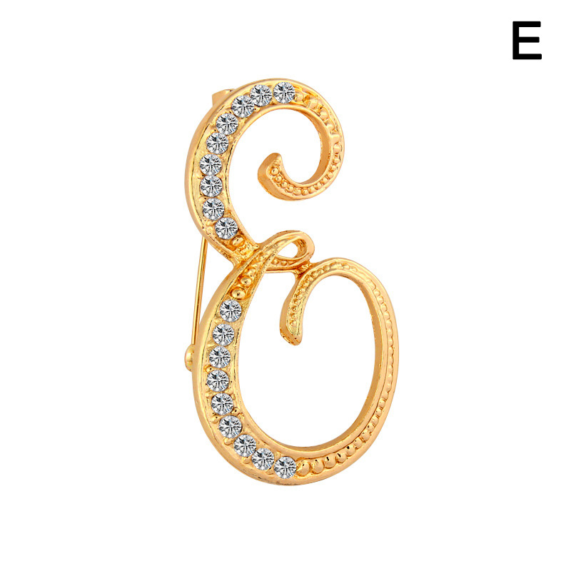 

Brand Letters A to M Clear Crystal Rhinestone Brooch Pins for Women Jewelry in Gold Color Plated Letter Brooch LXH