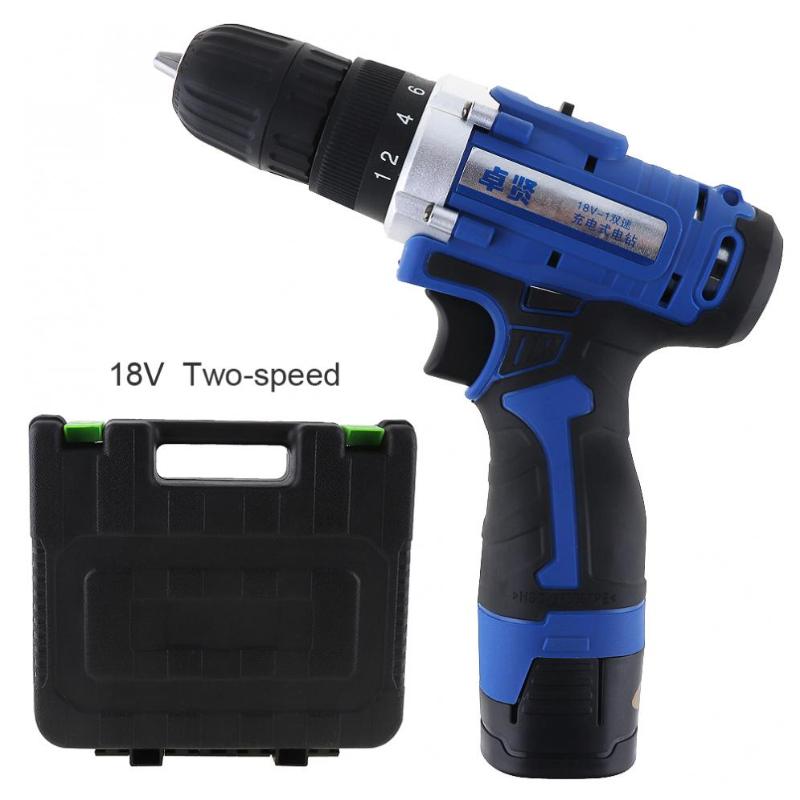 

AC 100 - 240V Cordless 18V Rechargeable Electric Drill Tool Box with Rotation Adjustment Switch and Two-speed Handling Screws