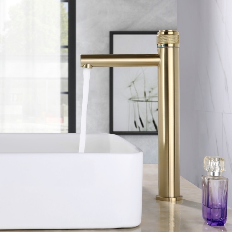

Tall Basin Faucet Brushed Gold/Chrome/Black Solid Brass Hot & Cold Single Handle Deck Mounted Bathroom Sink Mixer Tap ML332