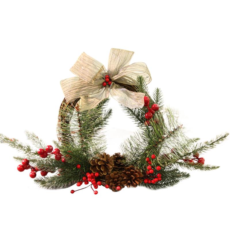 

Christmas Rattan Wreath Hanging Ornaments Natural Pine Cone Foam Red Fruit PE Leaf Decoration Wreath Christmas Pendant, Green