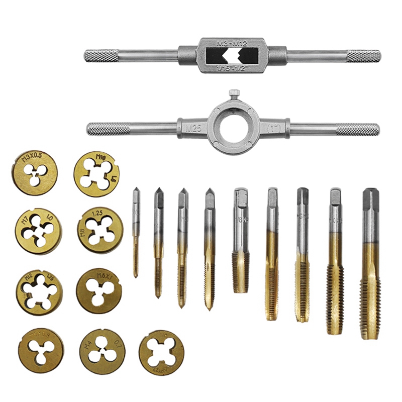 

GTBL 20Pcs/Set Tap Dies Set Nc Screw Thread M3-M12 Plugs Taps Titanium Plating Hand Screw Taps Hand Tools