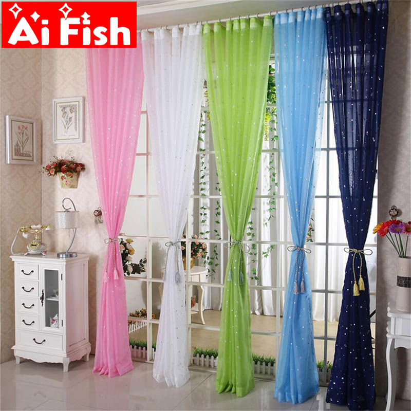 

Shiny Star Gauze Screening Window Pink Blue Green Tulle Curtain White Modern Fashion Fancy Tulle Sitting Room Kids' Room wp234#4, Pink voile