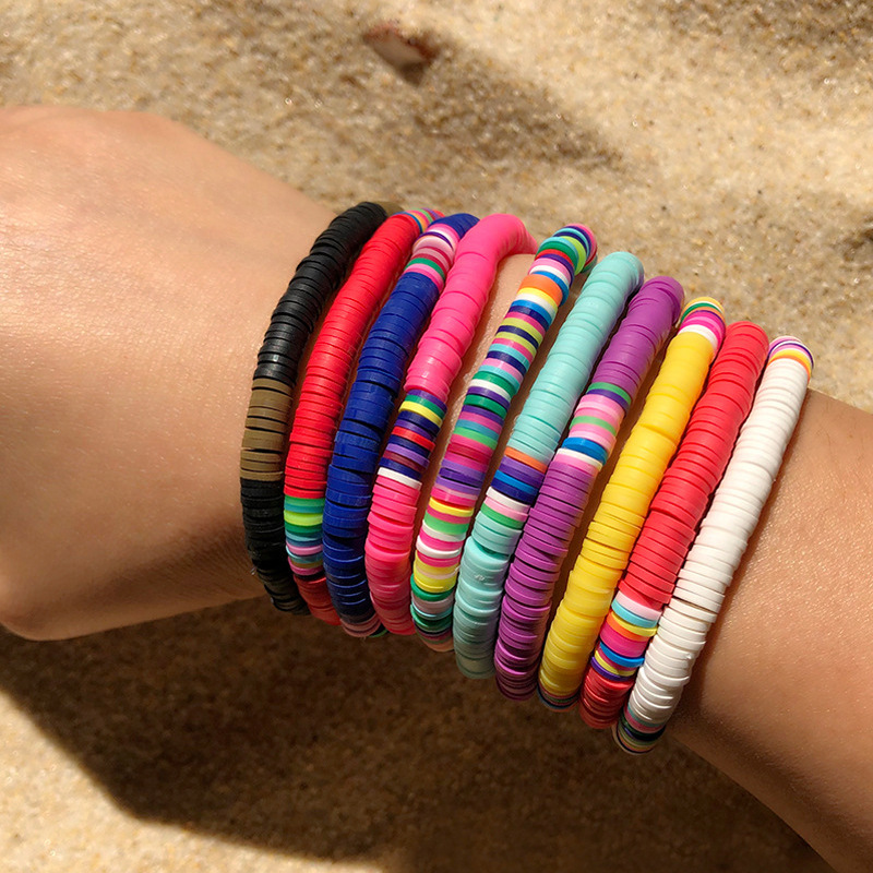 

BLUESTAR Boho Polymer Clay Disc Beads Bracelet 2020 New Fashion Multicolored Vinyl Beads Mixed Surf Jewelry Gift accessories