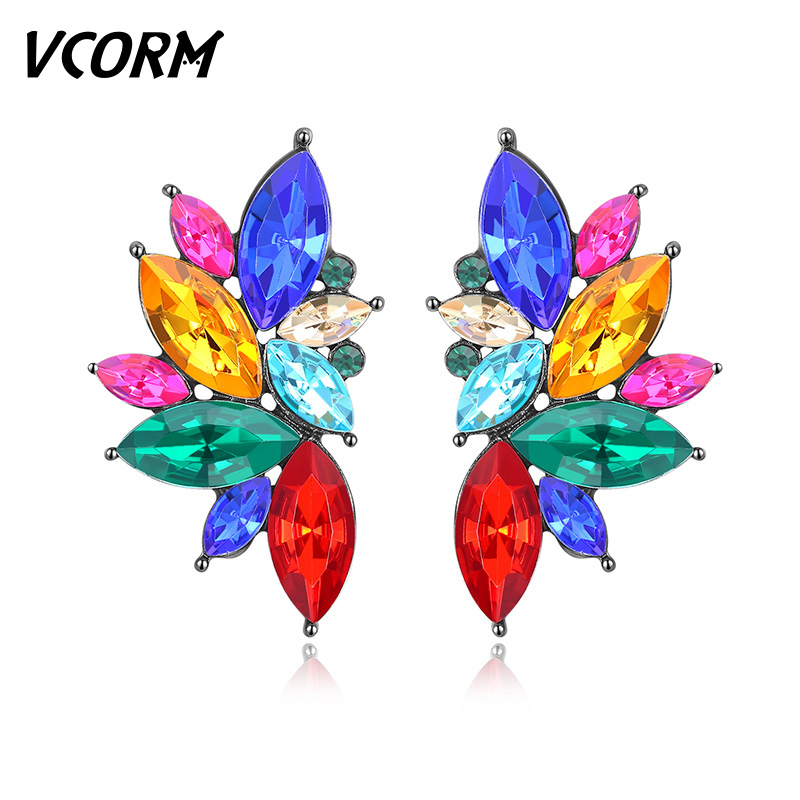 

VCORM New Cute Color Crystal Drop Earrings for Women Female Fashion Luxury Party Women Water Drop Earring 2020 Jewelry