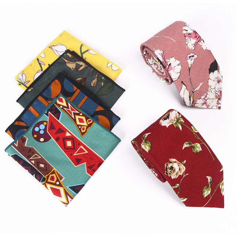 

Linbaiway Chiffon Tie Set Printed Polyester Neck Ties Pocket Towel Set for Men's Women Skinny Tie Handkercheif Custom Logo