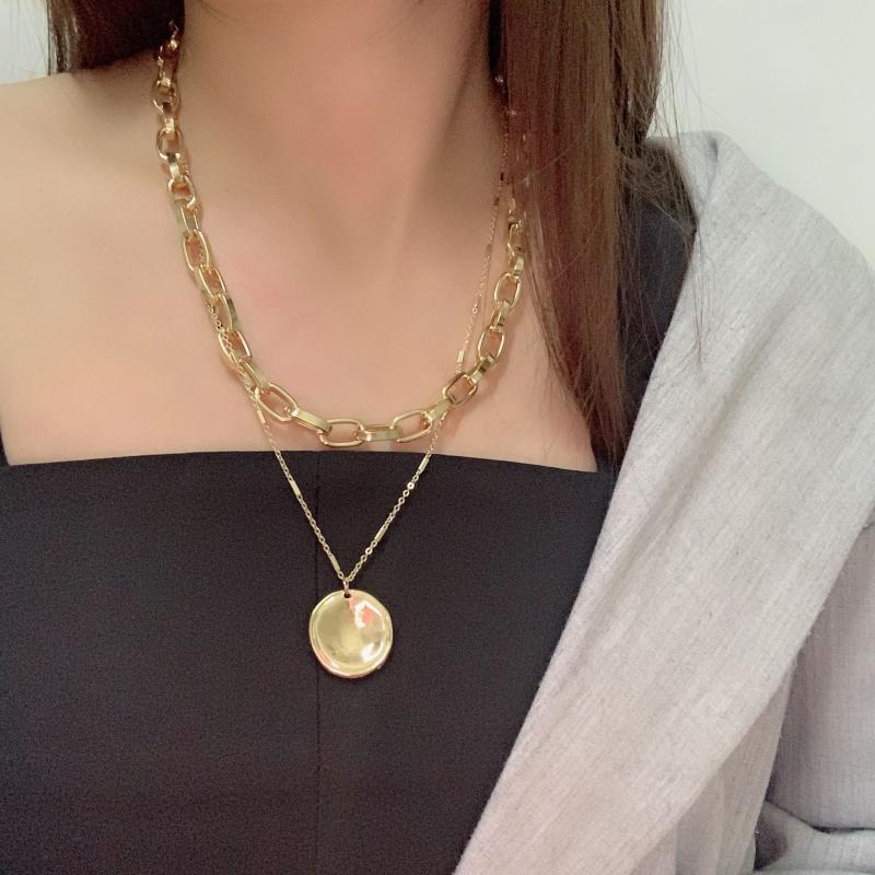 

Lifefontier Multi-layer Long Gold Coin Necklace For Women Link Chain Charm Portrait Pendants Necklaces 2020 Fashion Jewelry Gift