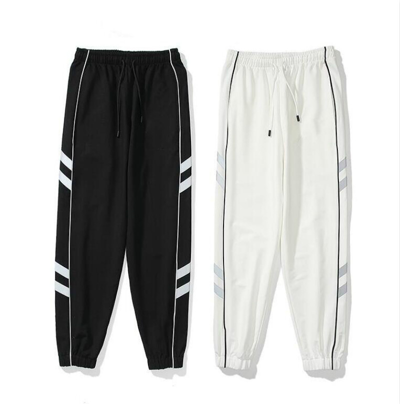

Fashion Letters Embroidery Sweatpants for Mens Women Pants Spring Autumn Casual Track Pants Drawstring Reflection Jogger Pant 2 Colors, Black