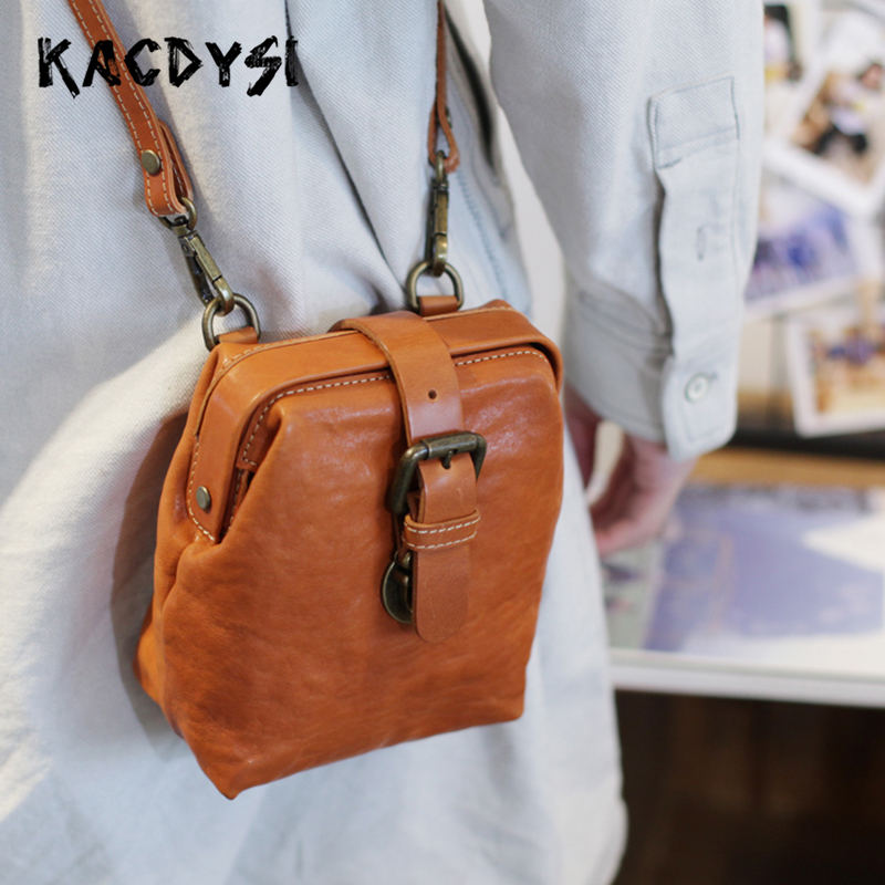 

Nature Cow Leather Vintage Small Ladies Messenger Shoulder Bags Luxury Girls Crossbody Bag Simple Latest Sling Bag Satchel Purse, Brown