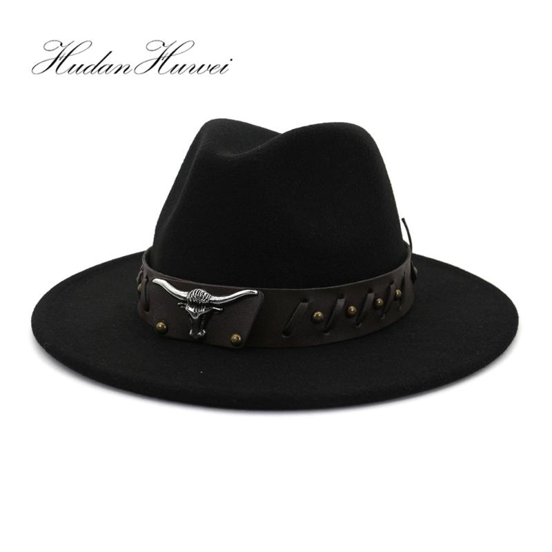 

Men Women Woolen Felt Fedora Ladies Gentlemen Fedoras Top Jazz Hat European American Round Caps Jazz Party Holiday Hats, Black