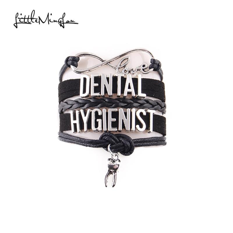 

Charm Bracelets Little MingLou Infinity Love Dental Hygienist Bracelet Teeth Leather Wrap Men & Bangles For Women Jewelry