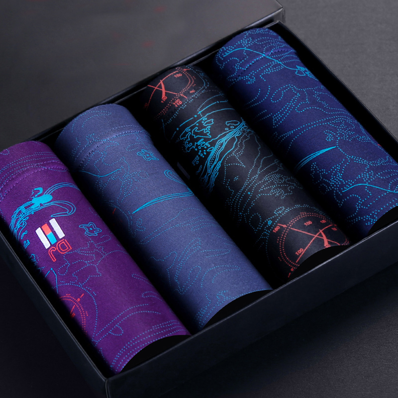 

2020 Panties Mens 4Pcs\lot Mens Underwear Boxers Modal Boxer Men Printed Boxer Shorts Boxers Underwear Plus Size -5XL, 8851-2