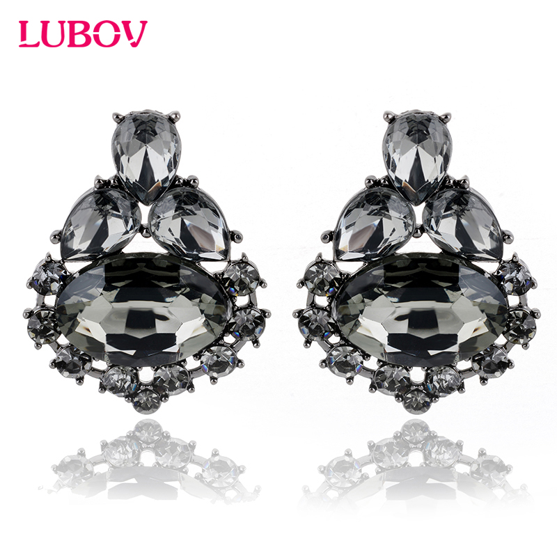 

2020 Brand New Elegant Crystal Earrings Opal Stone Stud Earrings Christmas Party For Women Trendy Hematite Women