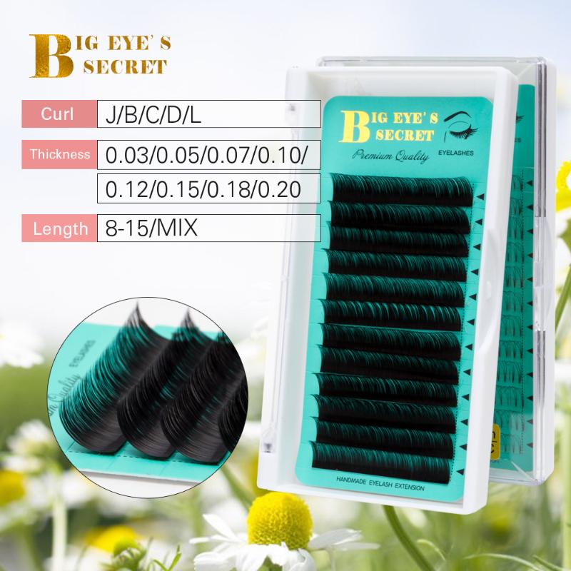 

Big Eye's Secret 12rows/tray 8~15mm C D L curl Faux Mink Eyelash Extension False Eye Lashes Individual Eyelashes