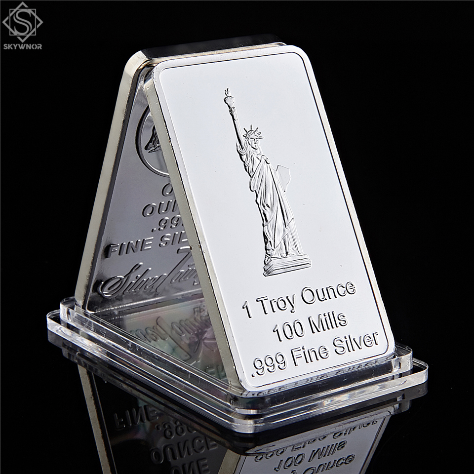 USA Eagle Statue Of Liberty Commemorative Coins Craft United State Rectangle Silver Souvenir Medallion Token Bar-image-584081759