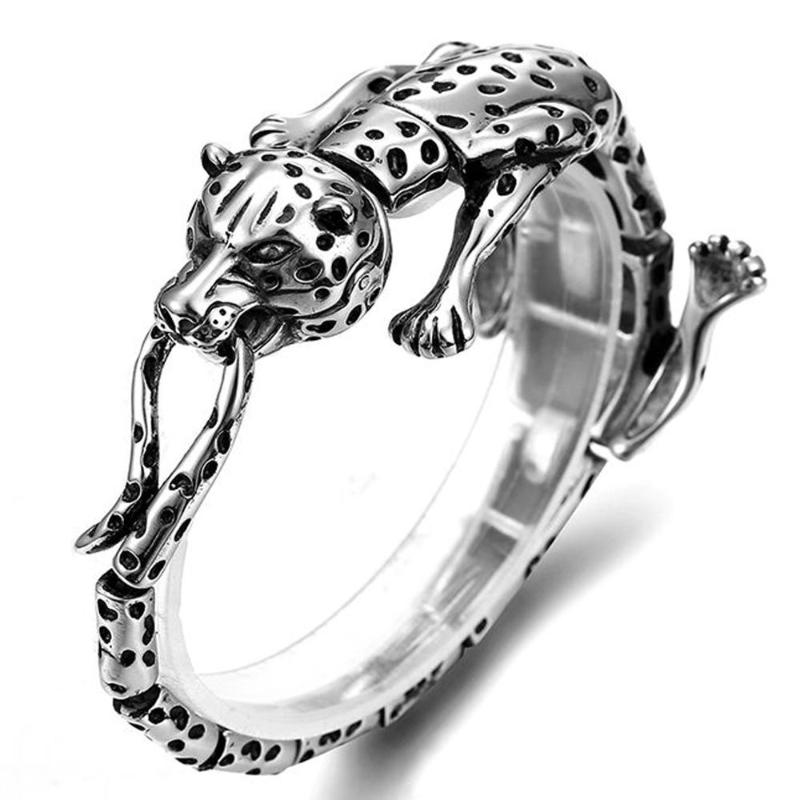 

Stainless steel men's cheetah trend personality bracelet animal modeling cheetah titanium steel bracelet punk jewelry