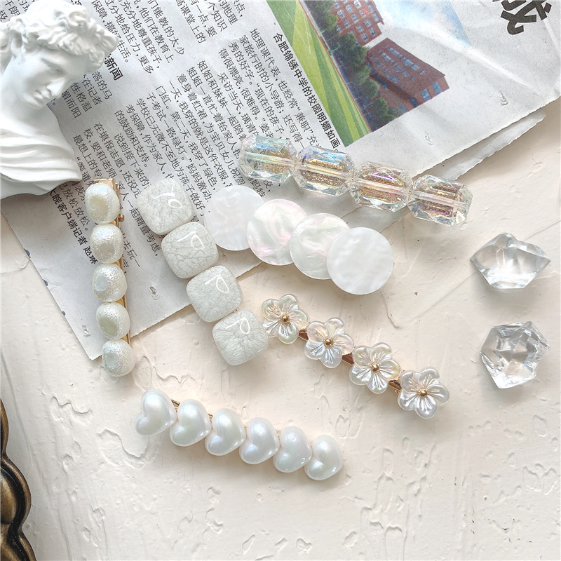 

2020 New Dream Laser Hairpin Ice Cube Pearl Joke Bangs Word Clip Hair Ornament