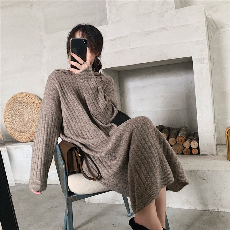 

sweater for women oversized sweater for women 2020 jumper female winter new style extended over the knee hood, Black