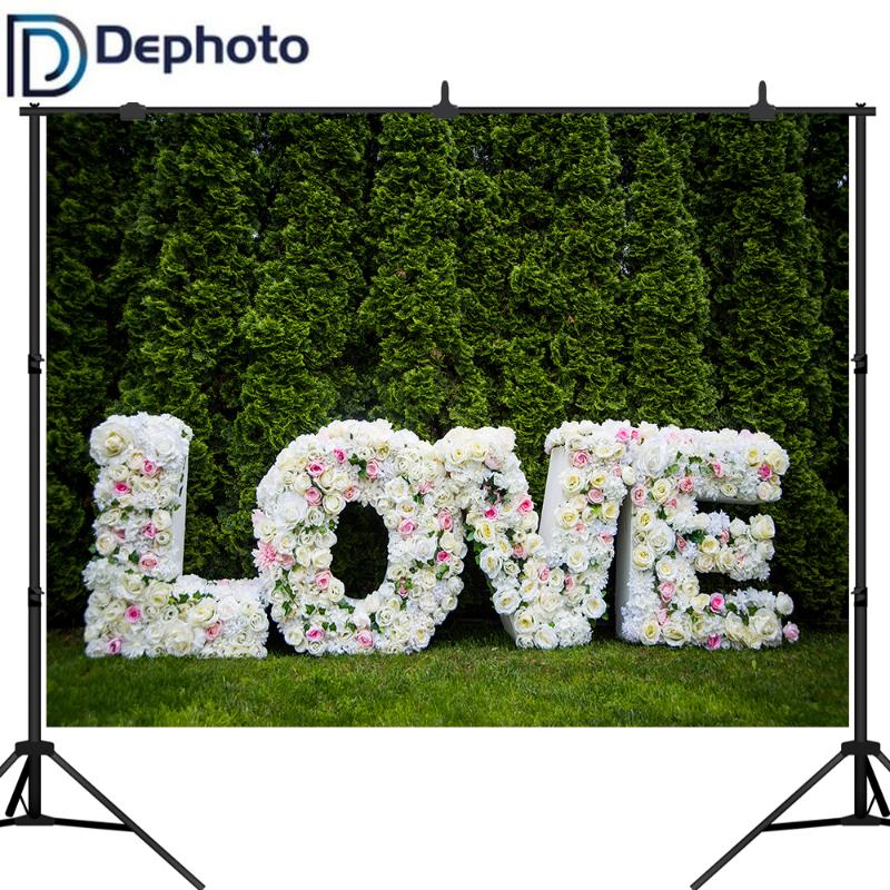 

Dephoto Wedding Backgrounds Rose Green leaves Wall Baby Birthday Party Love Stage Portrait Photography Backdrops Photo Studio