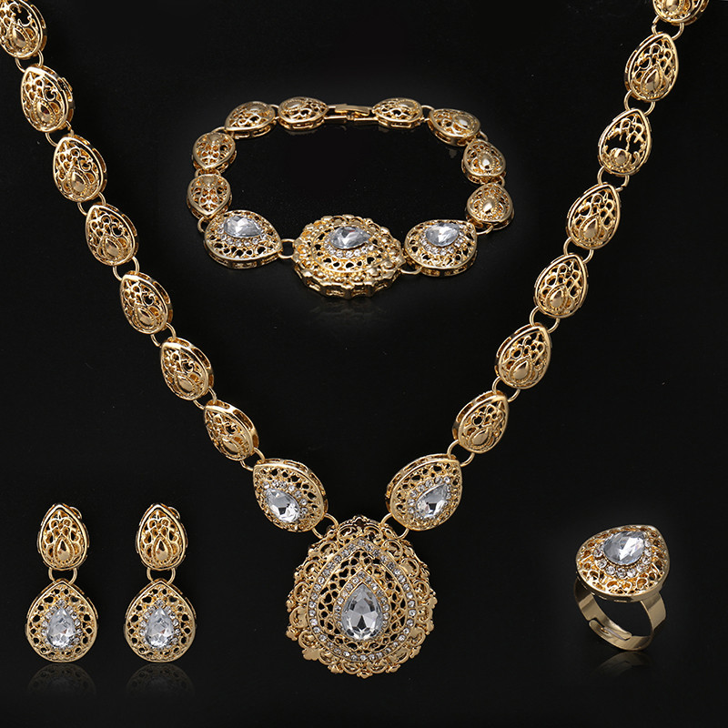 

Fani nigerian women wedding jewelry set 2020 fashion african Bridal Bijoux Jewelry set Wholesale Dubai gold designer, As pic