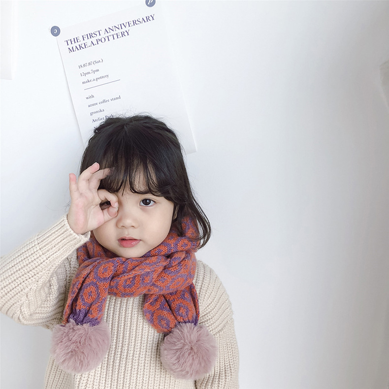 

Children winter warm scarf Donut ball knitted scarfscarf autumn and winter warm baby scarf