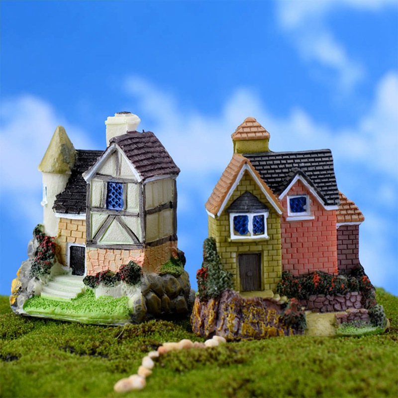 

Color Random Cute Mini Resin House Miniature House Fairy Garden Micro Landscape Home Garden Decoration Resin Crafts 4 styles
