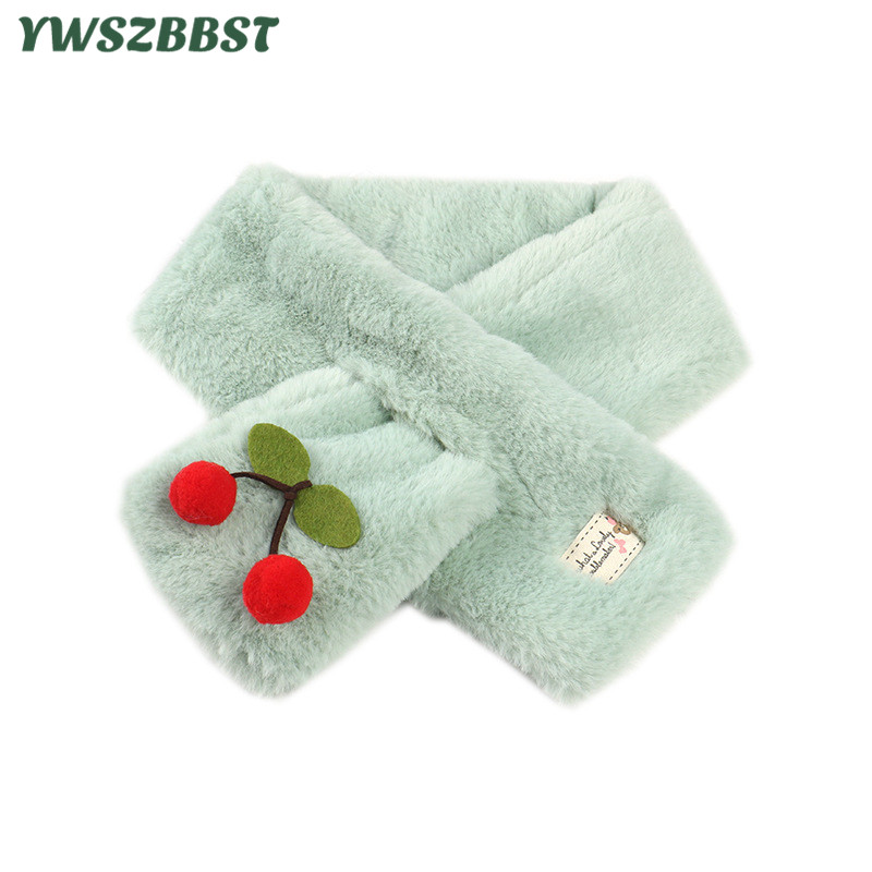 

New Autumn Winter Plush Children Scarves Cherry Baby Girls Scarf Kids Boys Scarf Child Neck Warmer Cross Neckerchief