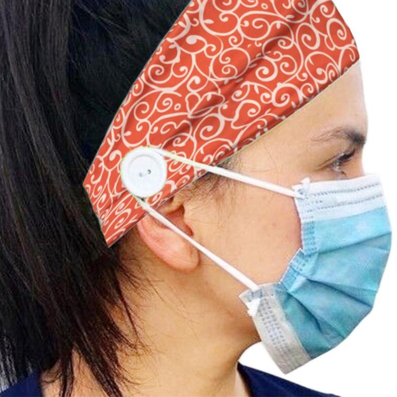 

Fashion Yoga Running Button Print Headband Women Anti-tight Ears Turban Sports Mask Accessories Female Wide Elastic Hairband