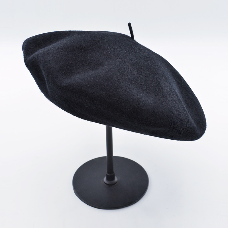

2020 European and American style Basque large wool Beret festival celebration decorative oversized woolen Beret french hat, Black