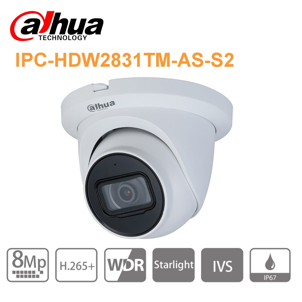 

8MP IP camera cctv security camera outdoor indoor IPC-HDW2831TM-AS(S2) IPC IR 30m WDR H.265 MIC IVS Poe camera