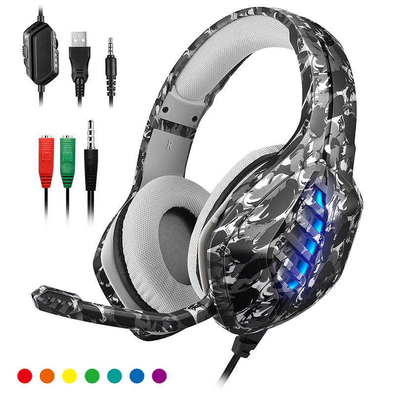 

Camouflage Wired Gaming Headphone Deep Bass Headset Computer Gamer Earphone Headsets With Mic For PC Computer Phone laptop